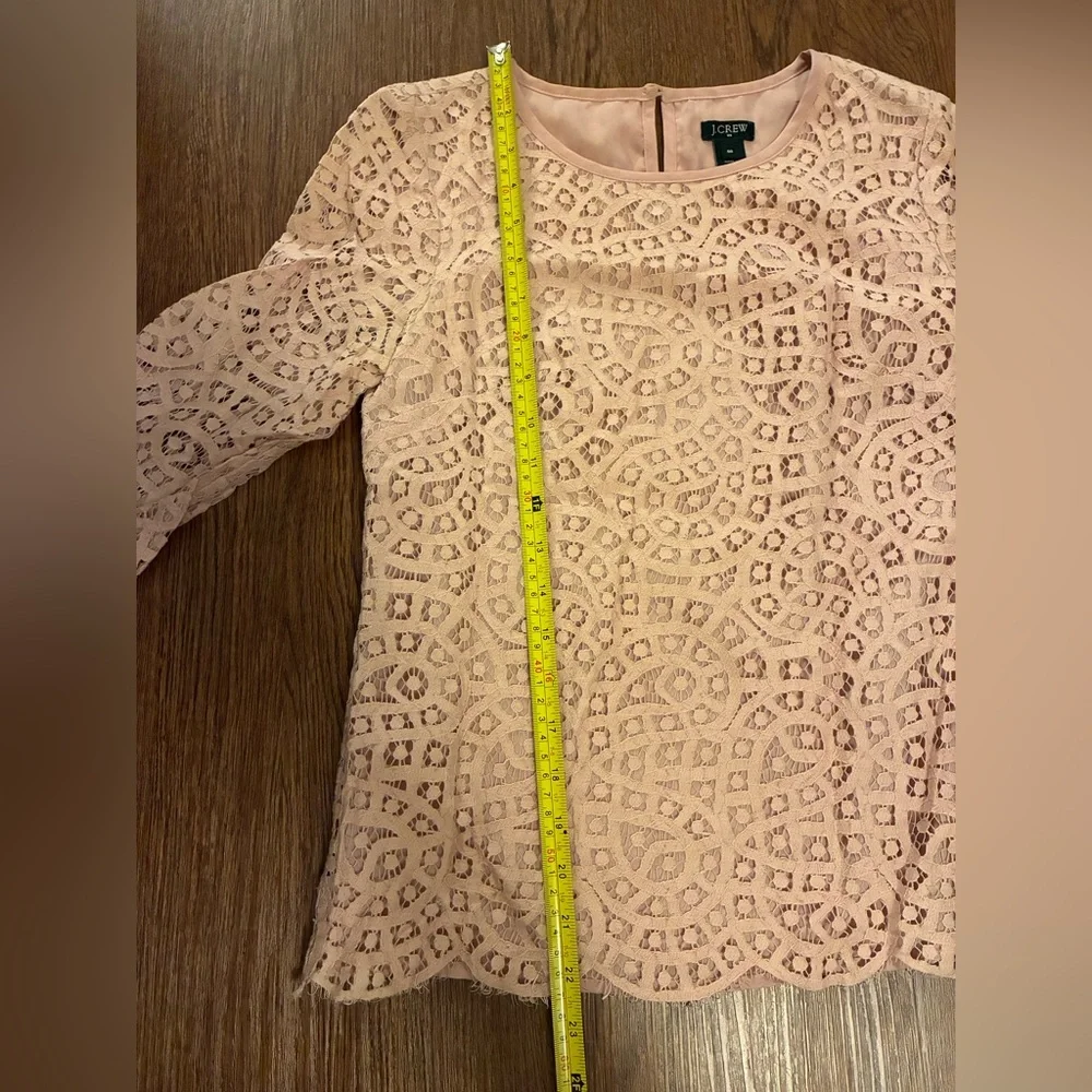 J. Crew Pink Shirt Paisley Lace with 3/4 Sleeve - Size 00